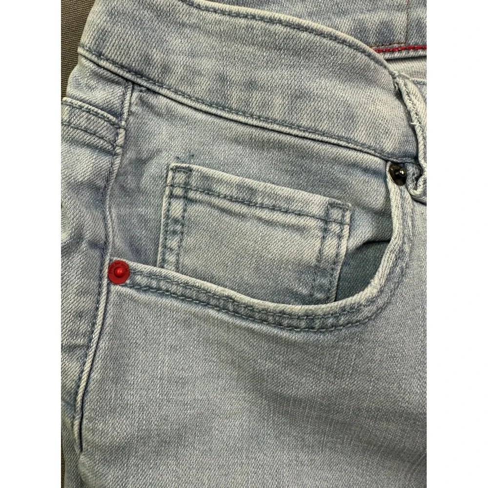 Peace Love World Light Wash Repreve Raw Hem Straight Leg‎ Jeans Womens 16 Blue